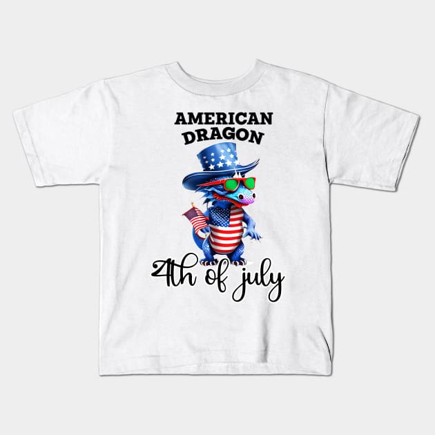 Patriotic Dragon in Shades Kids T-Shirt by coollooks